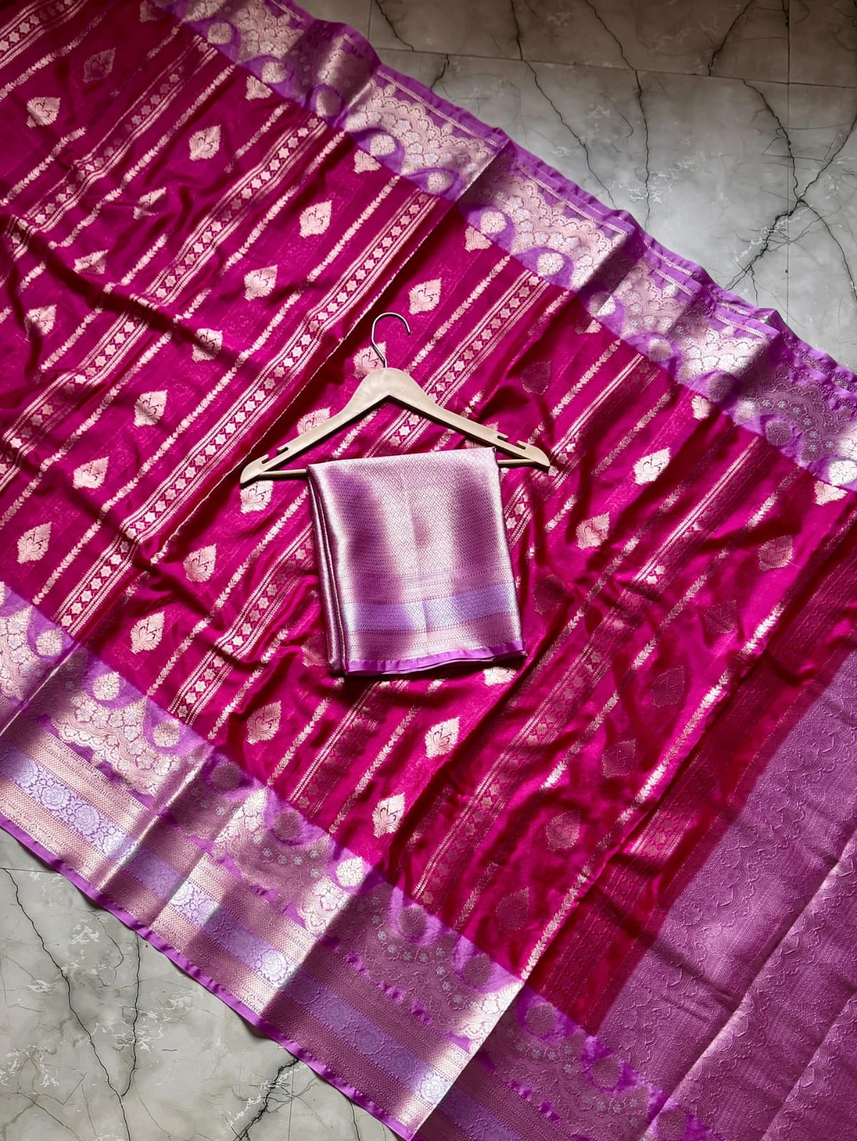 Pink Banarasi Dyeable Warm Silk Saree Alna Apparels