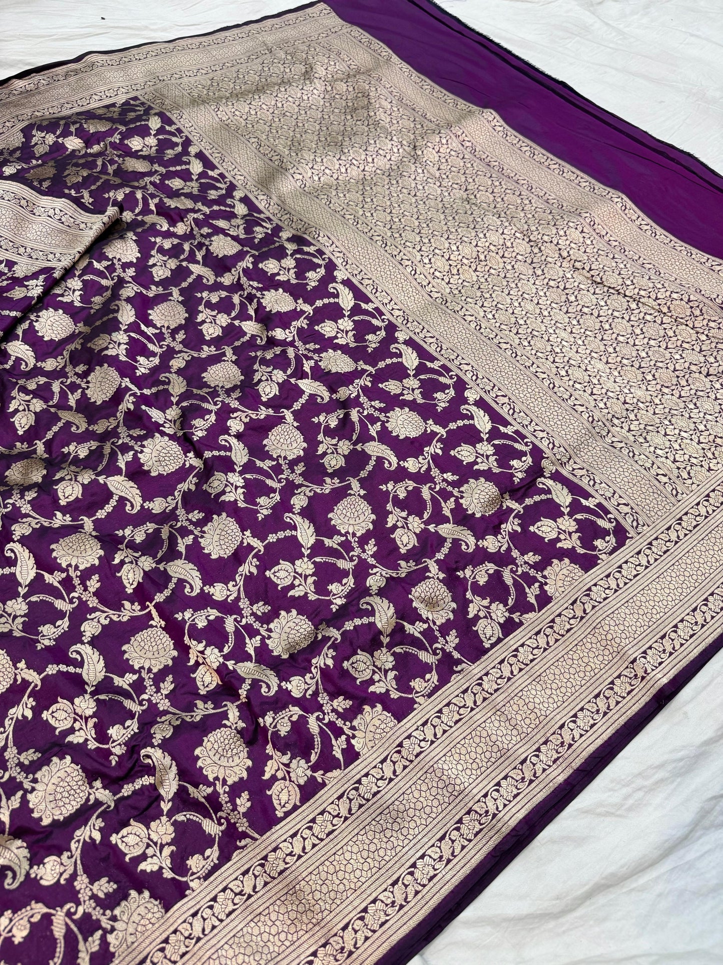 Magenta Pure Banarasi Kathan Silk Saree Alna Apparels