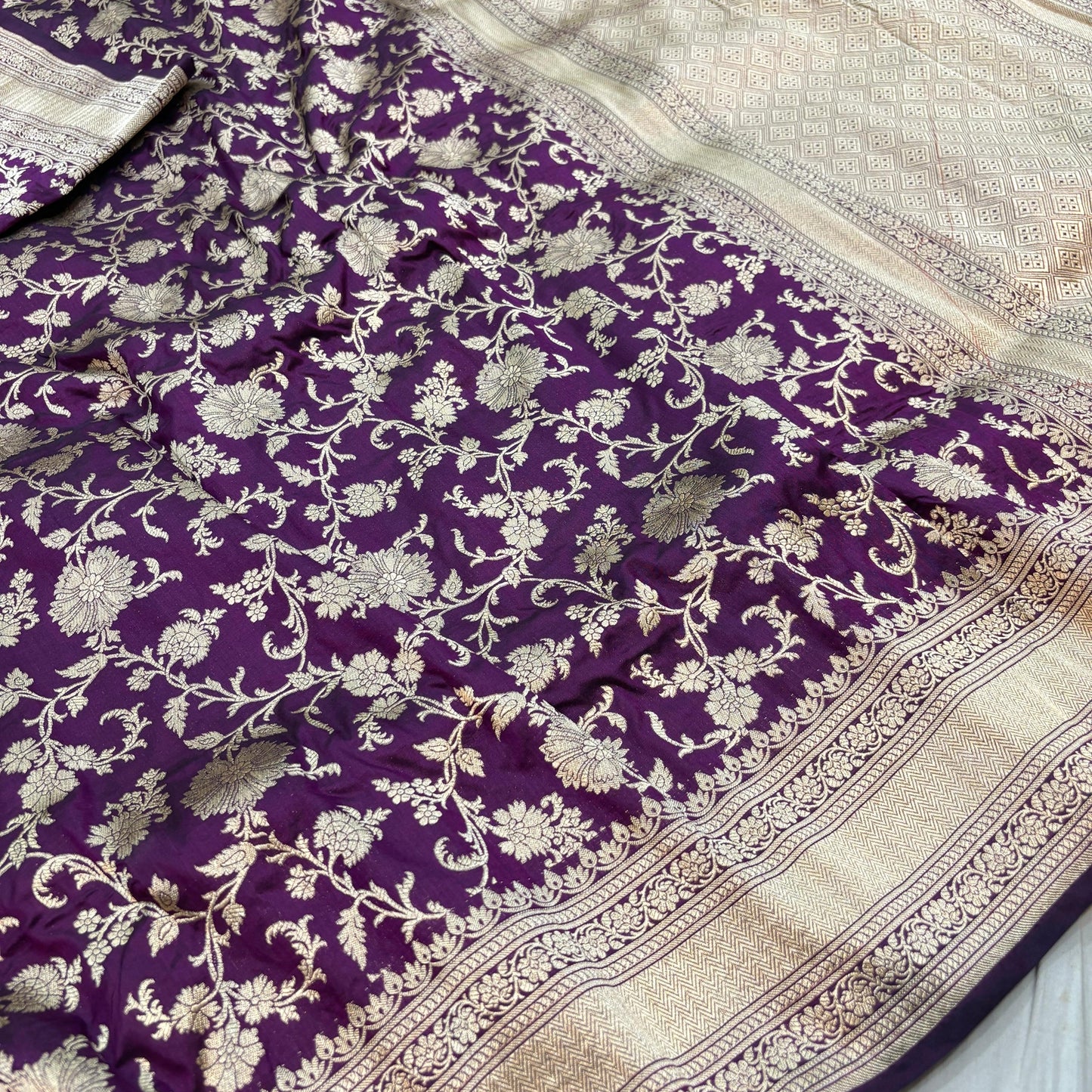 Purple Pure Banarasi Kathan Silk Saree Alna Apparels