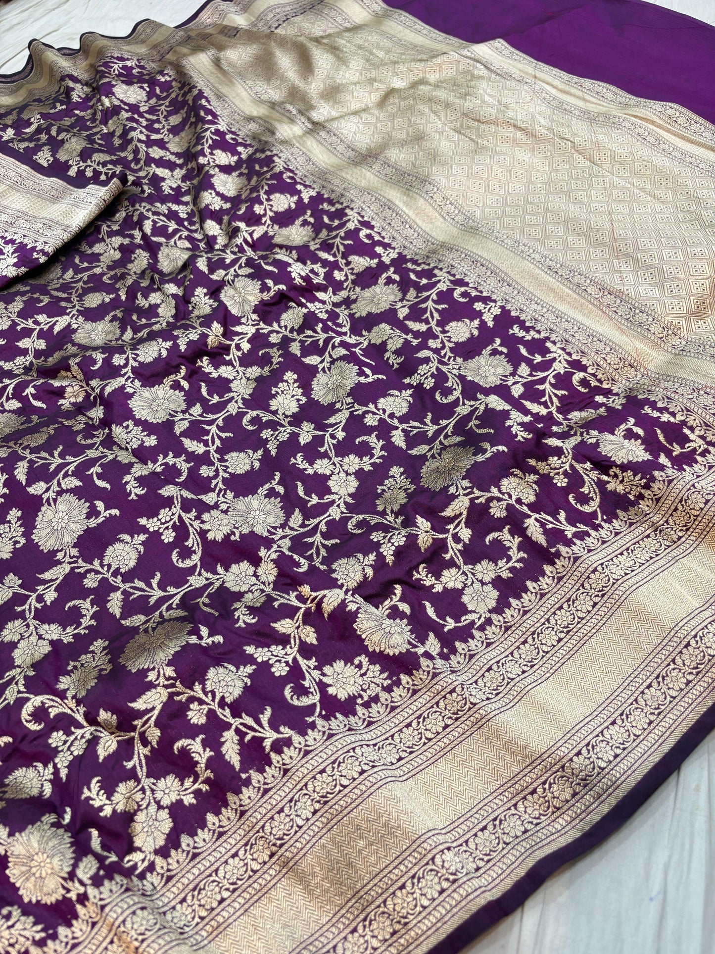 Purple Pure Banarasi Kathan Silk Saree Alna Apparels