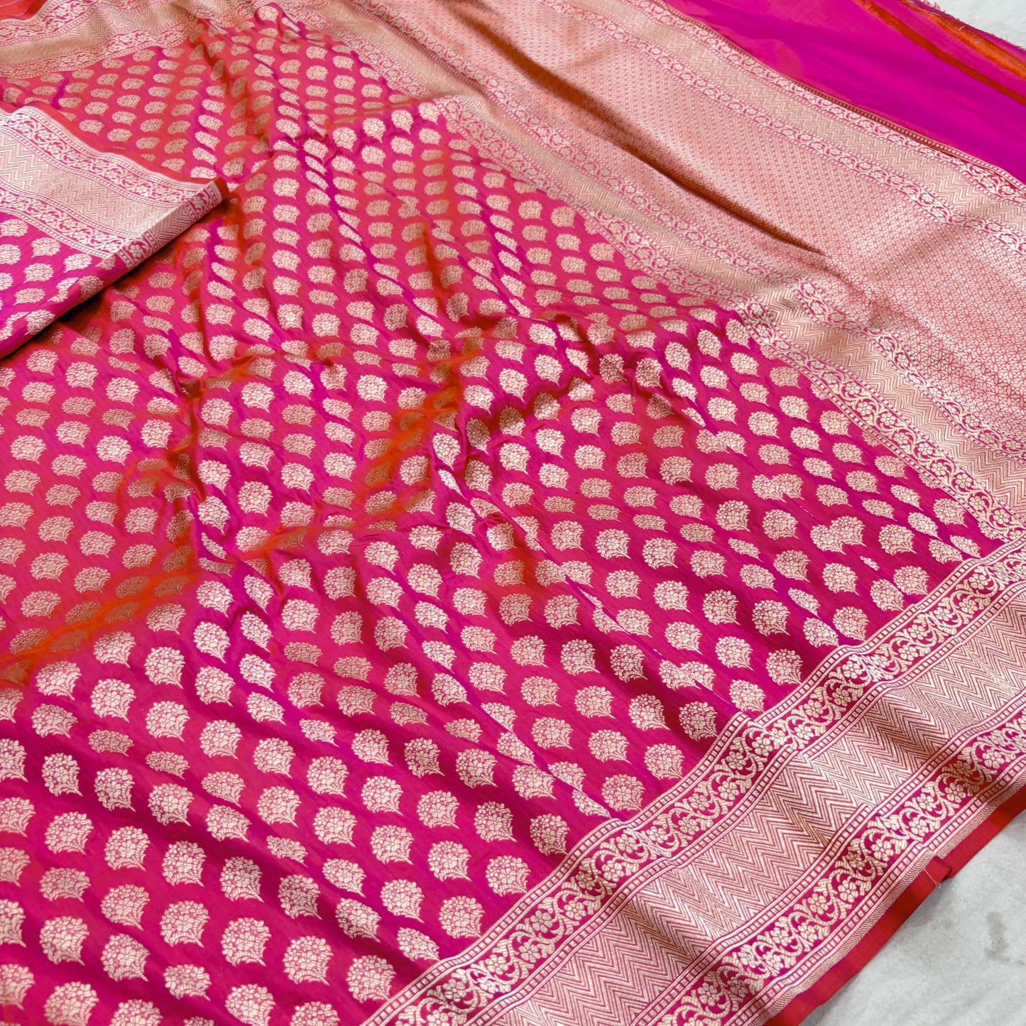 Pink Pure Banarasi Kathan Hand Loom Silk Saree Alna Apparels