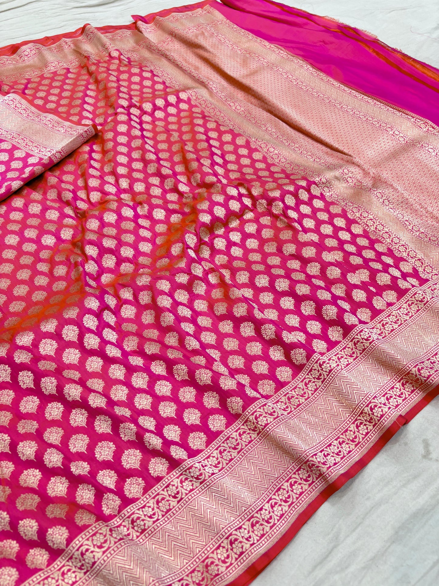 Pink Pure Banarasi Kathan Hand Loom Silk Saree Alna Apparels