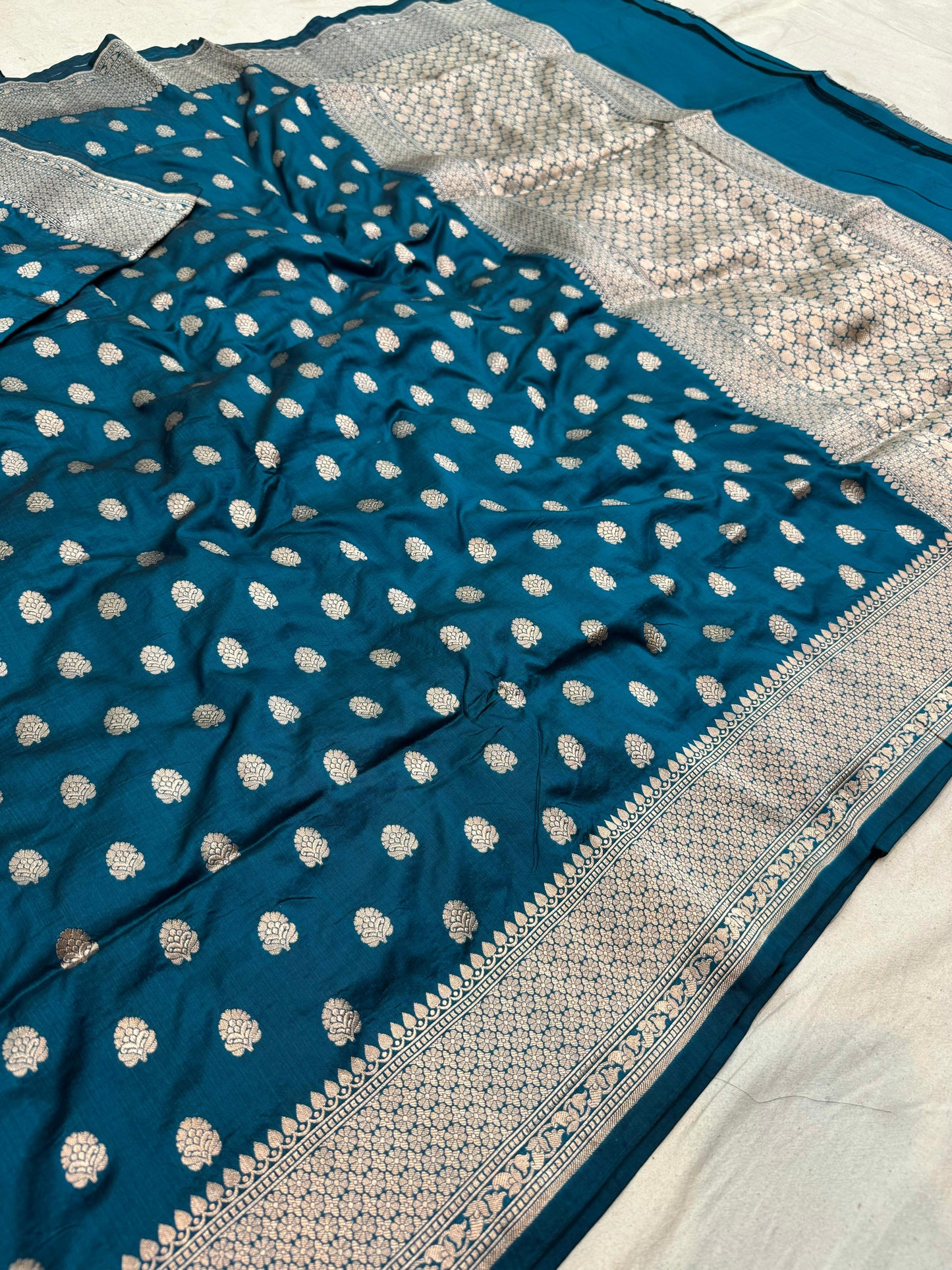 Blue Pure Banarasi Kathan Hand Loom Silk Saree Alna Apparels