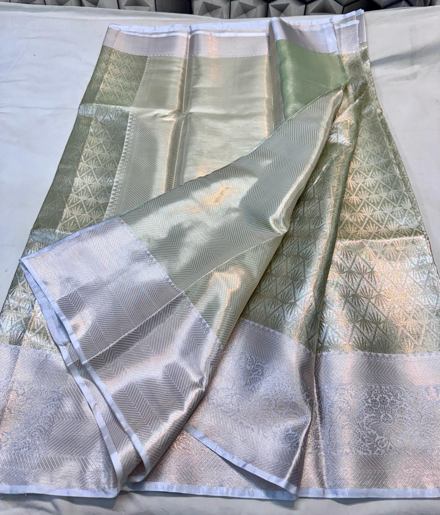 Olive Green Banarasi Tissue Silk Saree Alna Apparels