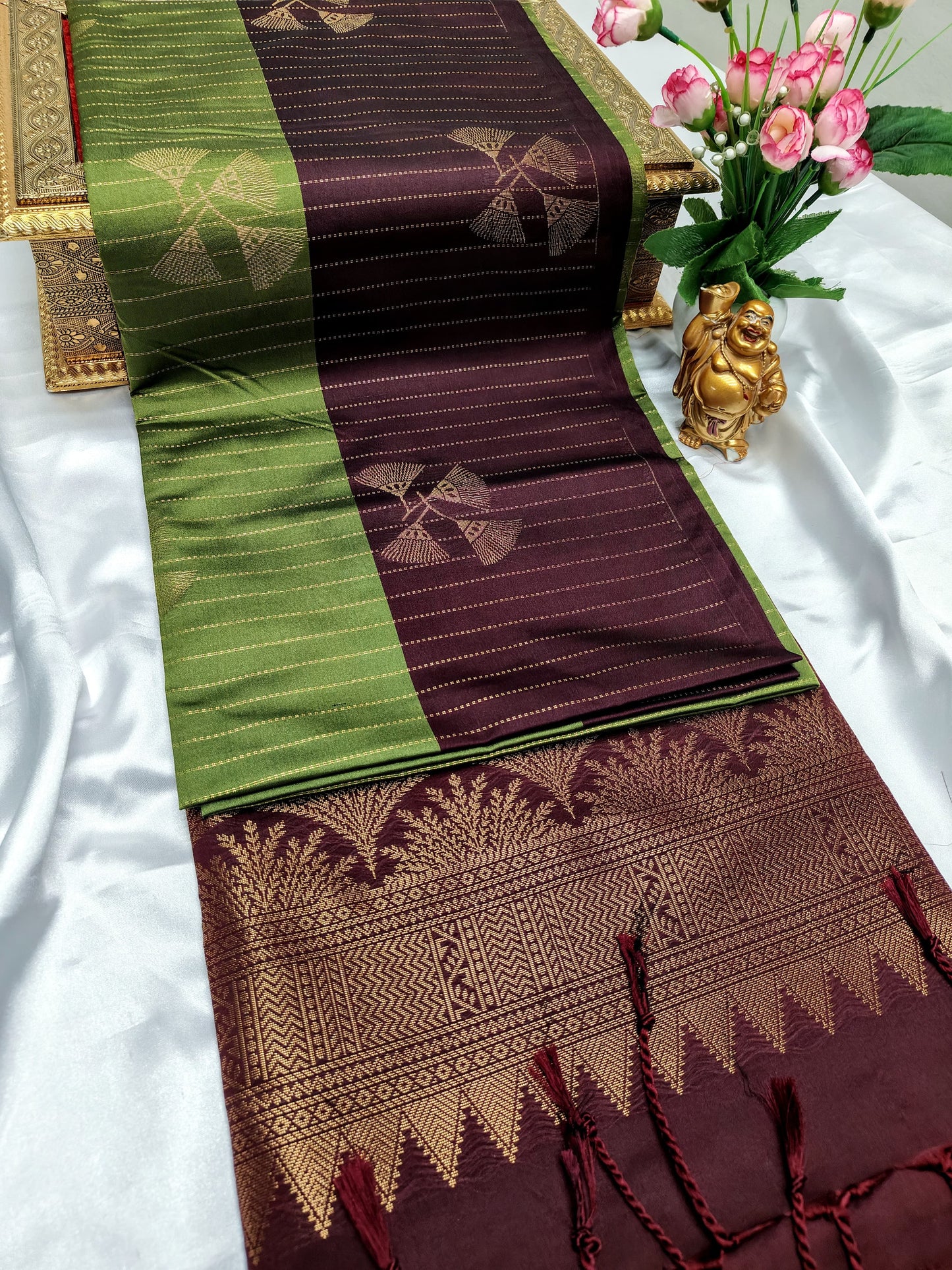 Light Green Color Kanchivaram Silk Saree Alna Apparels
