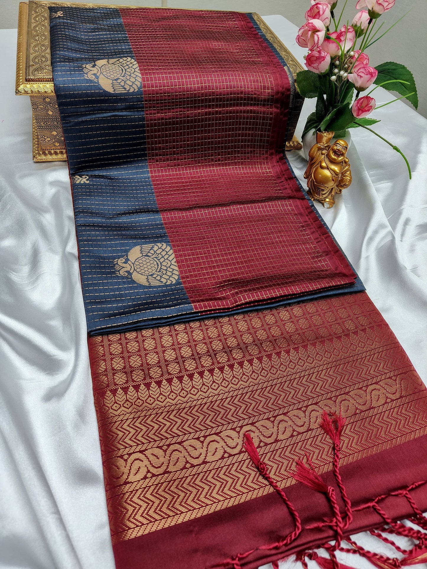 Blue Color Kanchivaram Silk Saree Alna Apparels