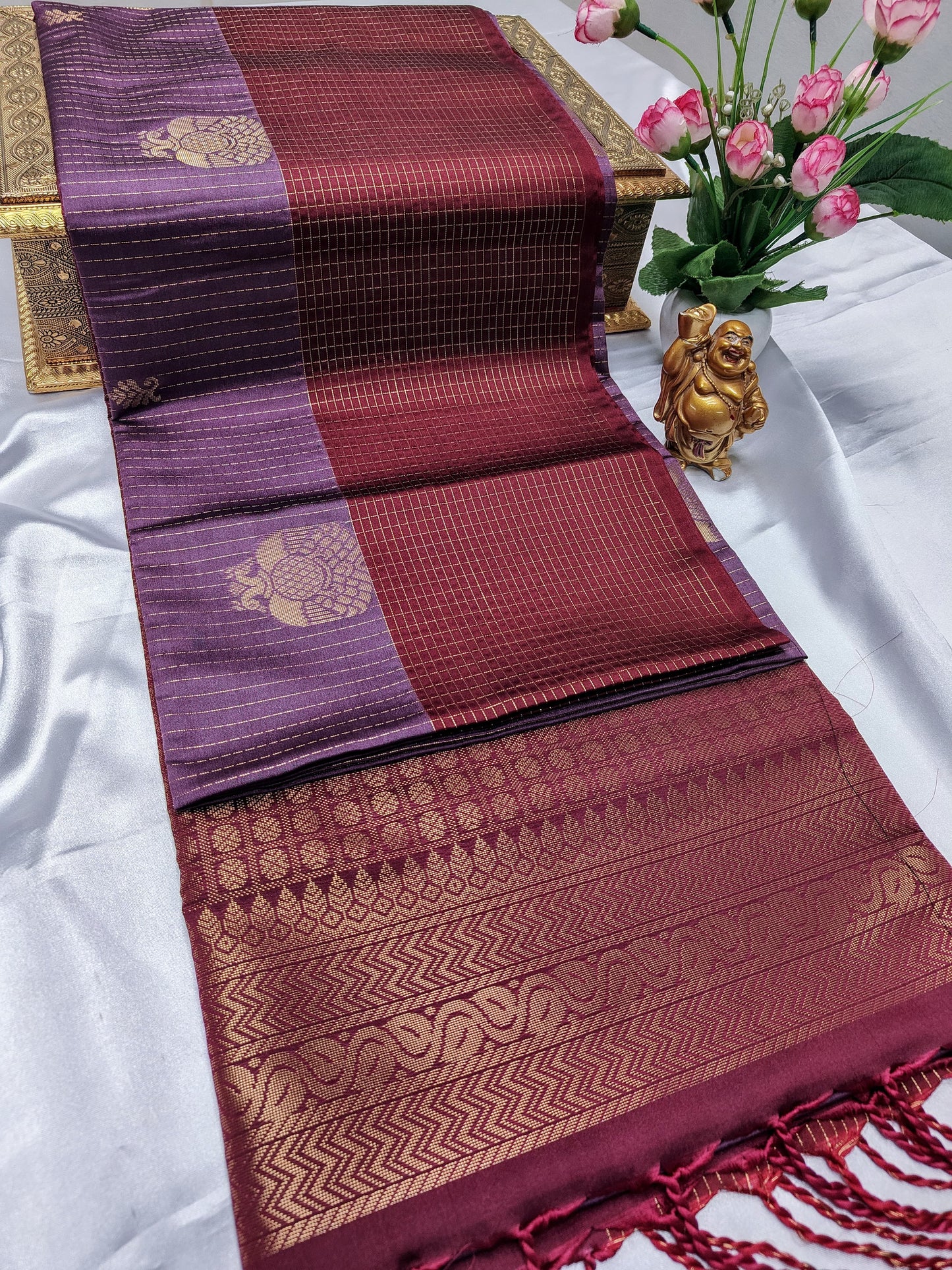 Lavender Color Kanchivaram Silk Saree Alna Apparels