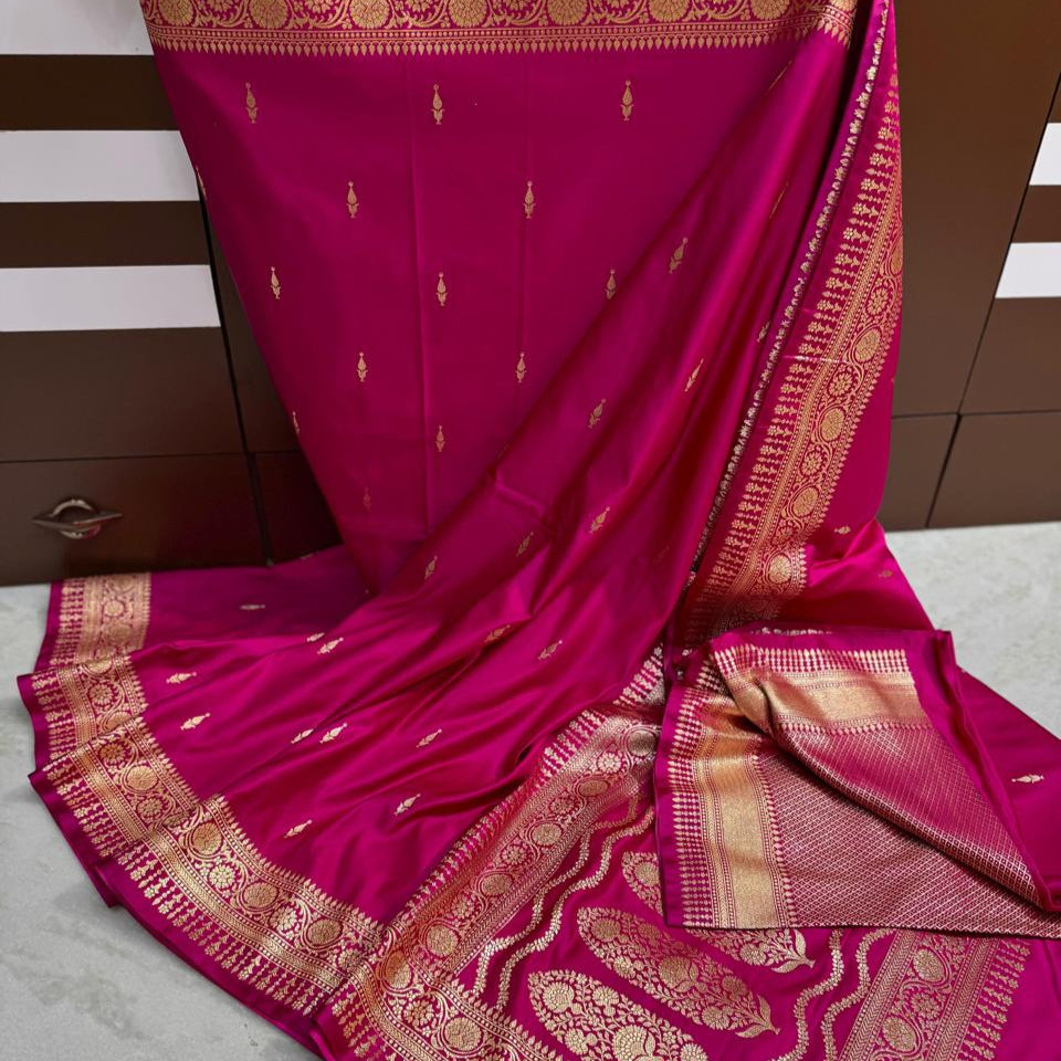 Pink Color Pure Banarasi Mysore Silk Saree Alna Apparels