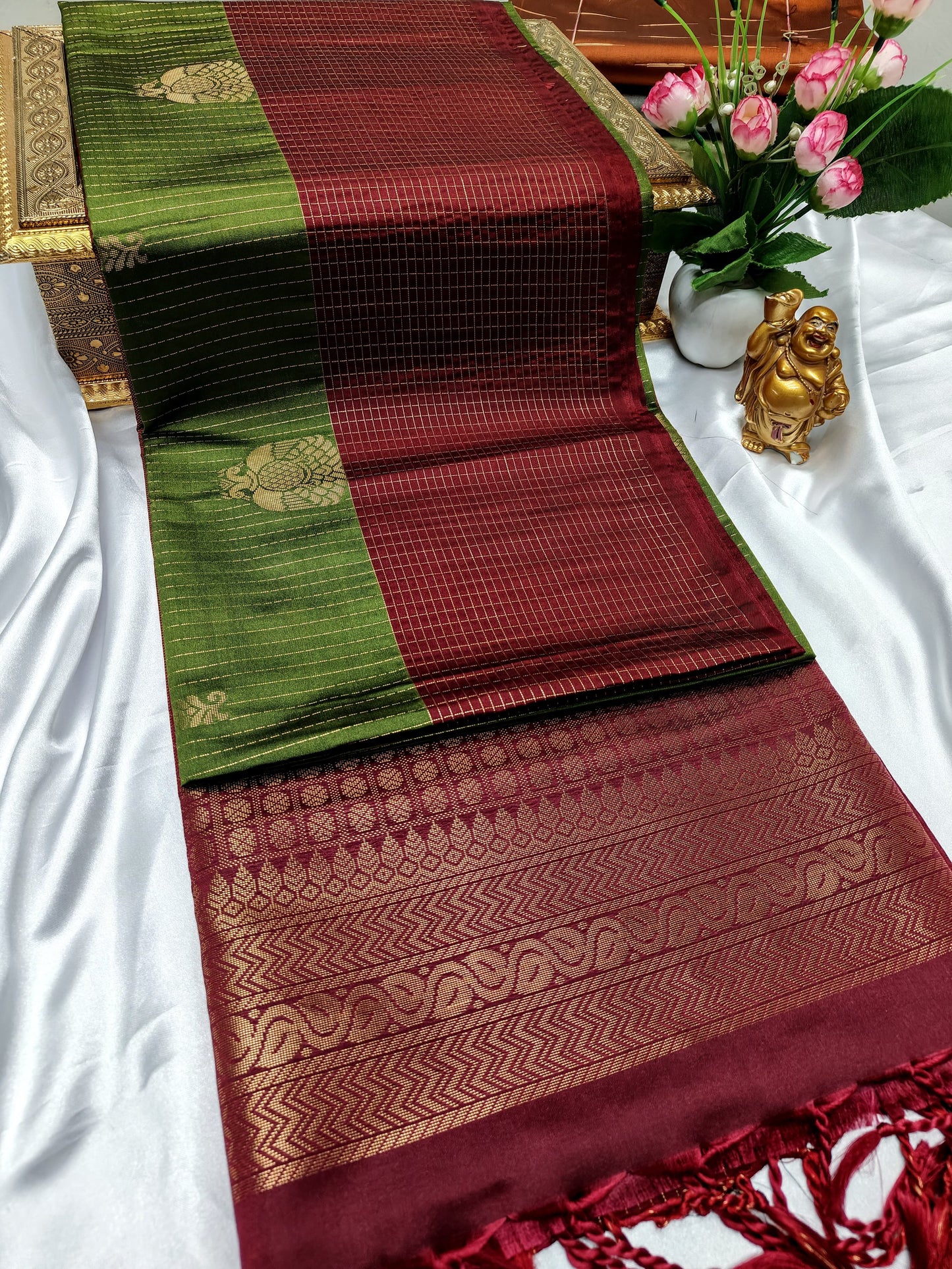 Green Color Kanchivaram Silk Saree Alna Apparels