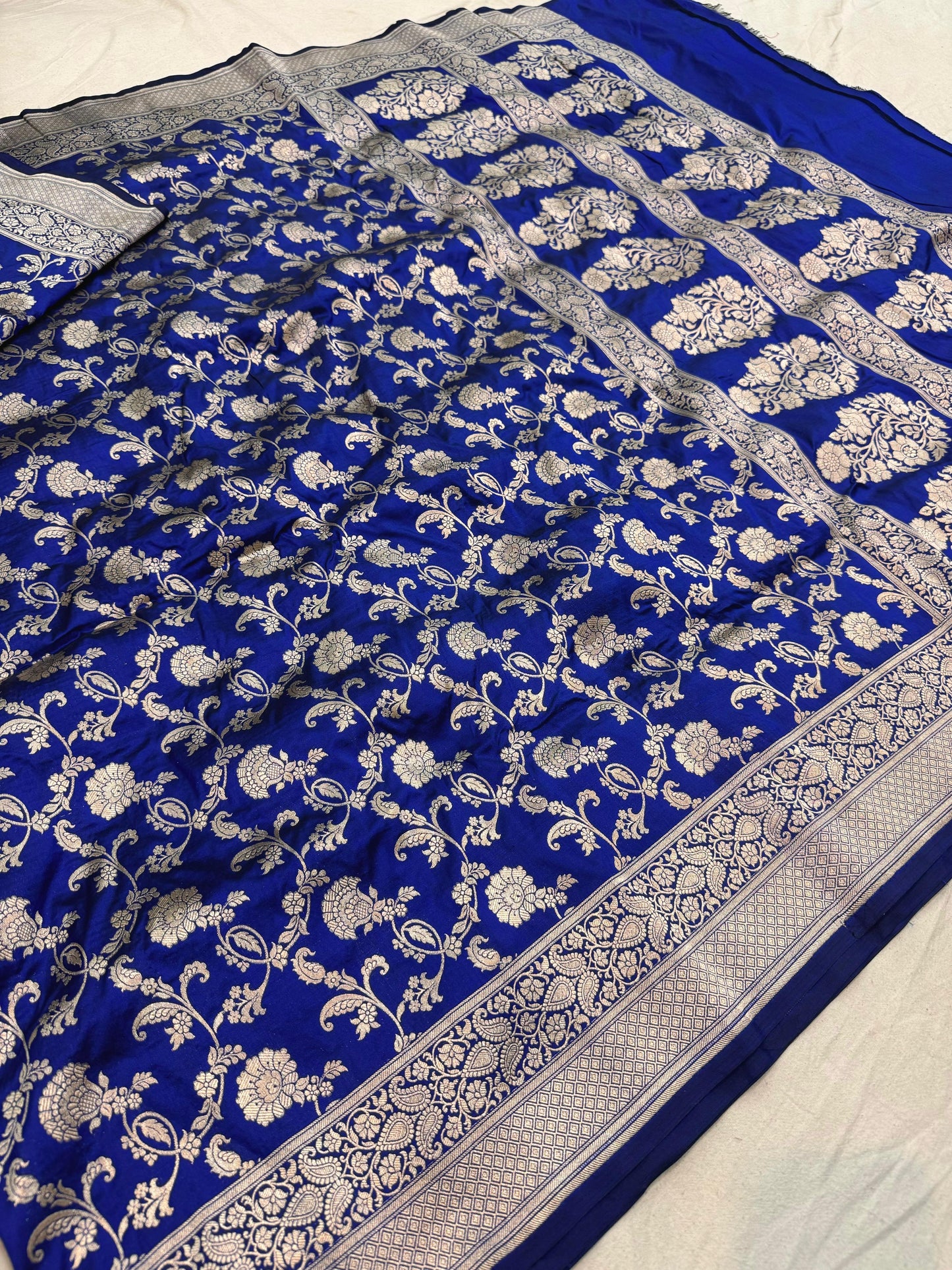 Navy Pure Banarasi Kathan Hand Loom Silk Saree Alna Apparels