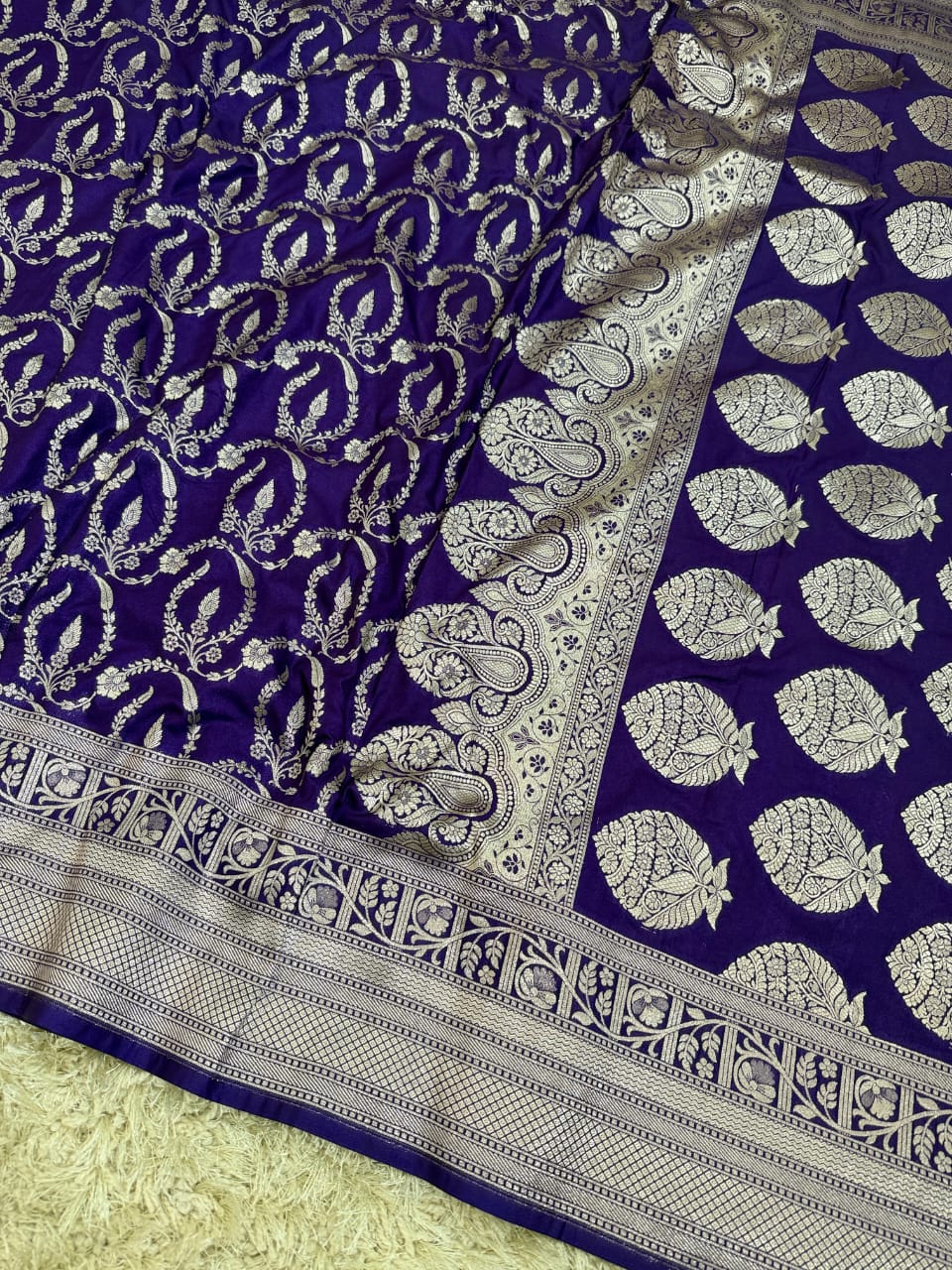 Dark Purple Color Pure Banarasi Mysore Silk Saree Alna Apparels