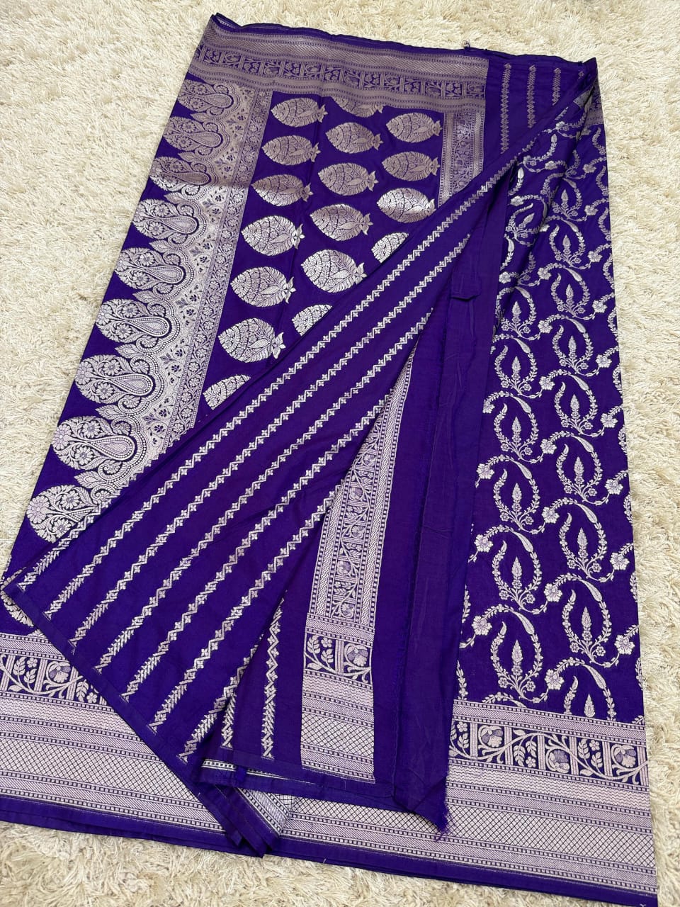 Dark Purple Color Pure Banarasi Mysore Silk Saree Alna Apparels