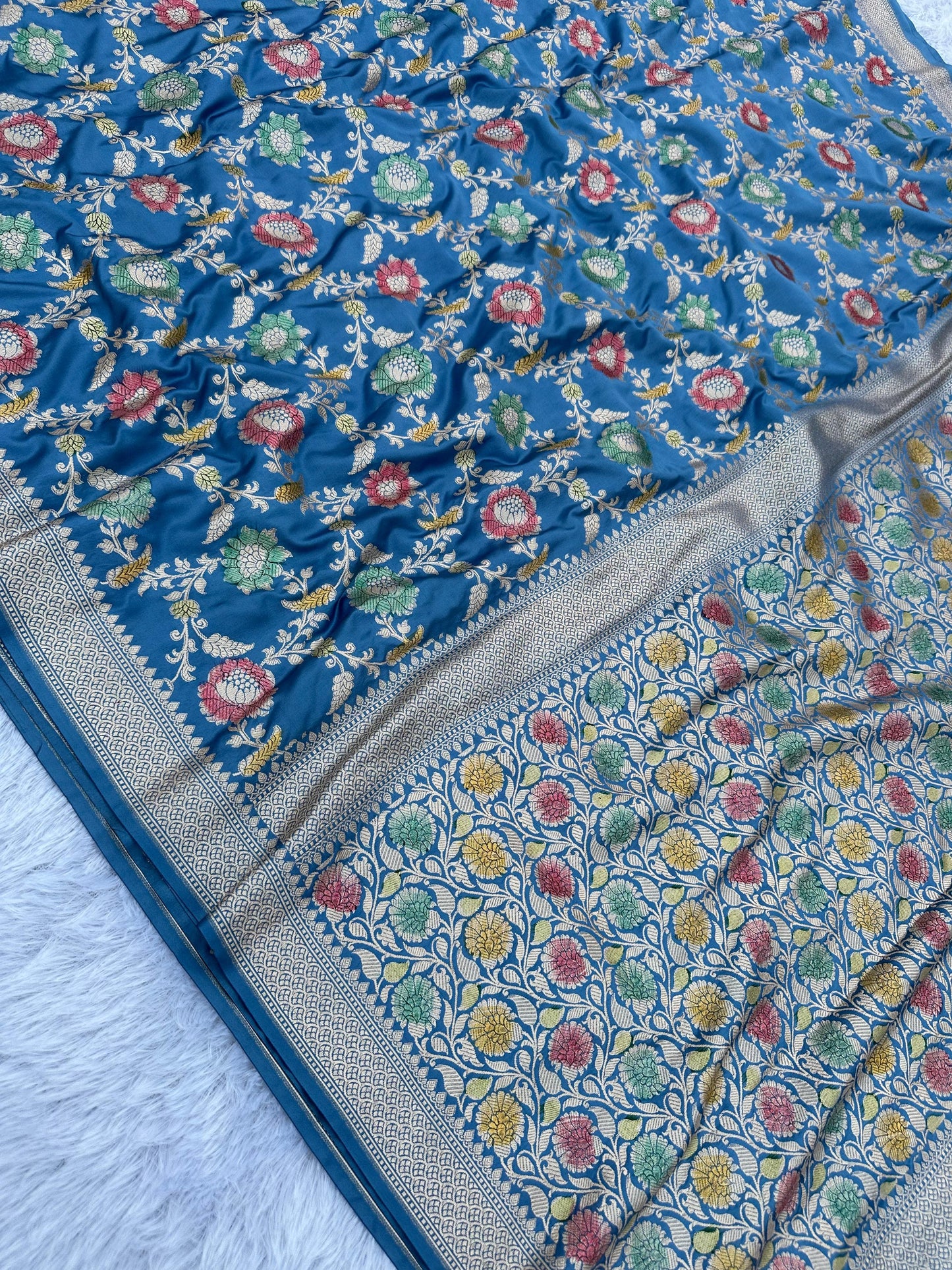 Blue Color Pure Banarasi Mysore Silk Saree Alna Apparels