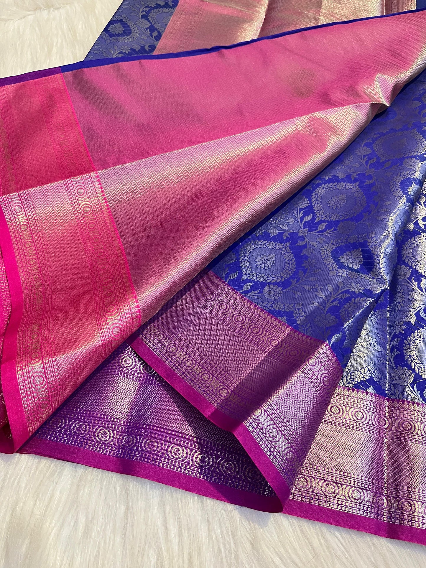 Navy Banarasi Tissue Silk Saree Alna Apparels