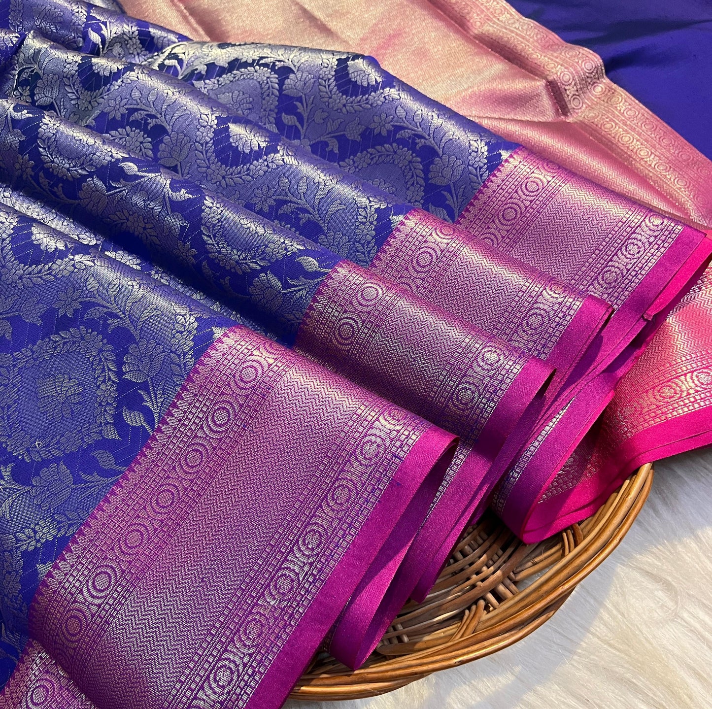 Navy Banarasi Tissue Silk Saree Alna Apparels