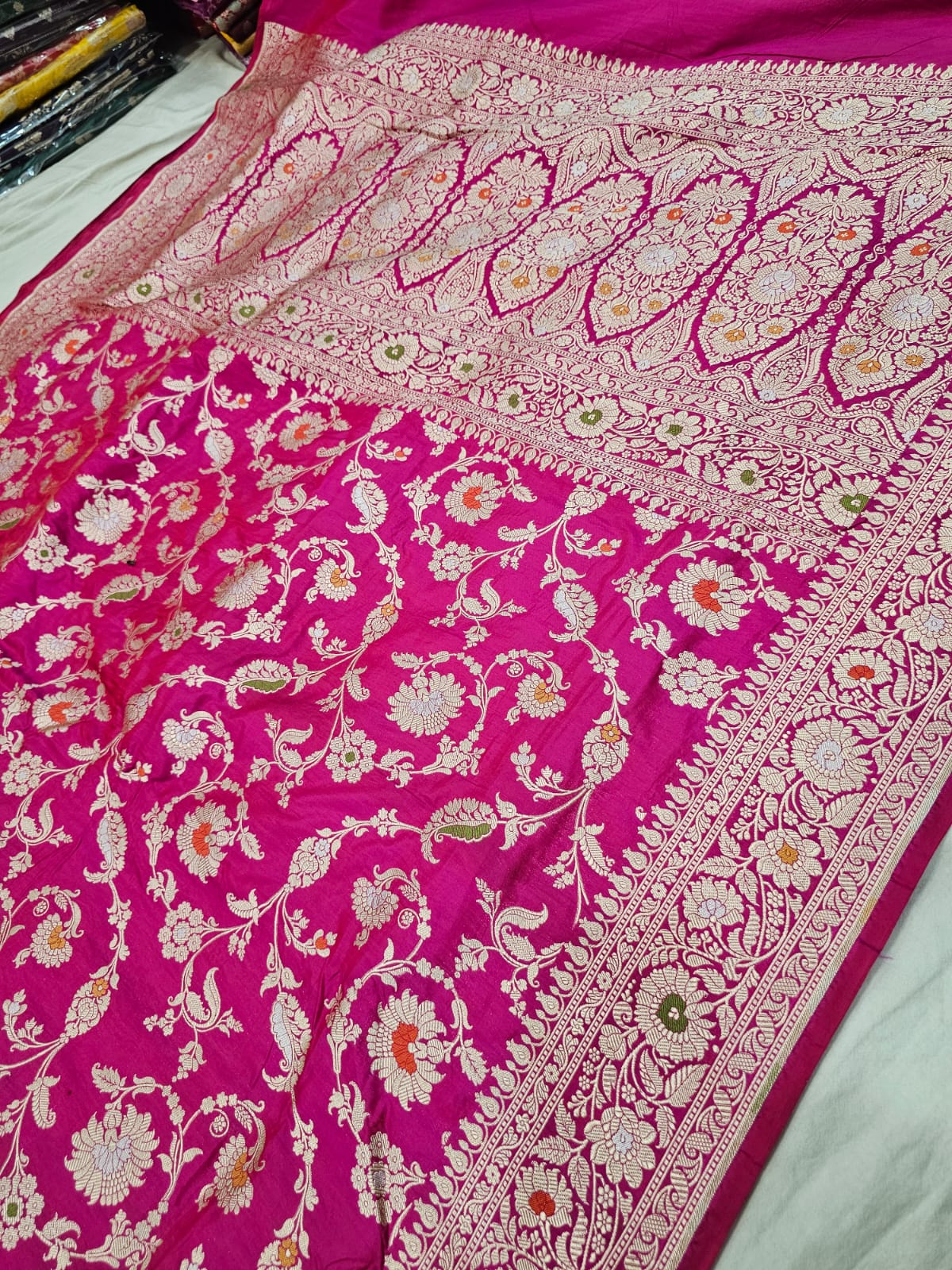 Pink Pure Banarasi Katan Silk Saree With Minakari Work Alna Apparels