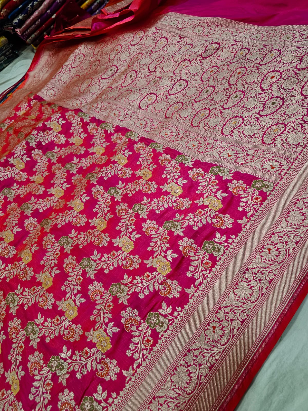 Pink Pure Banarasi Kathan Silk Saree With Minakari Work Alna Apparels