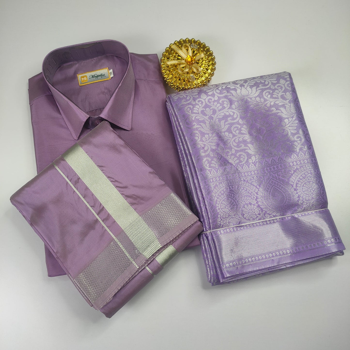 Violet Color Premium Ethnic Wear Couple Combo Set