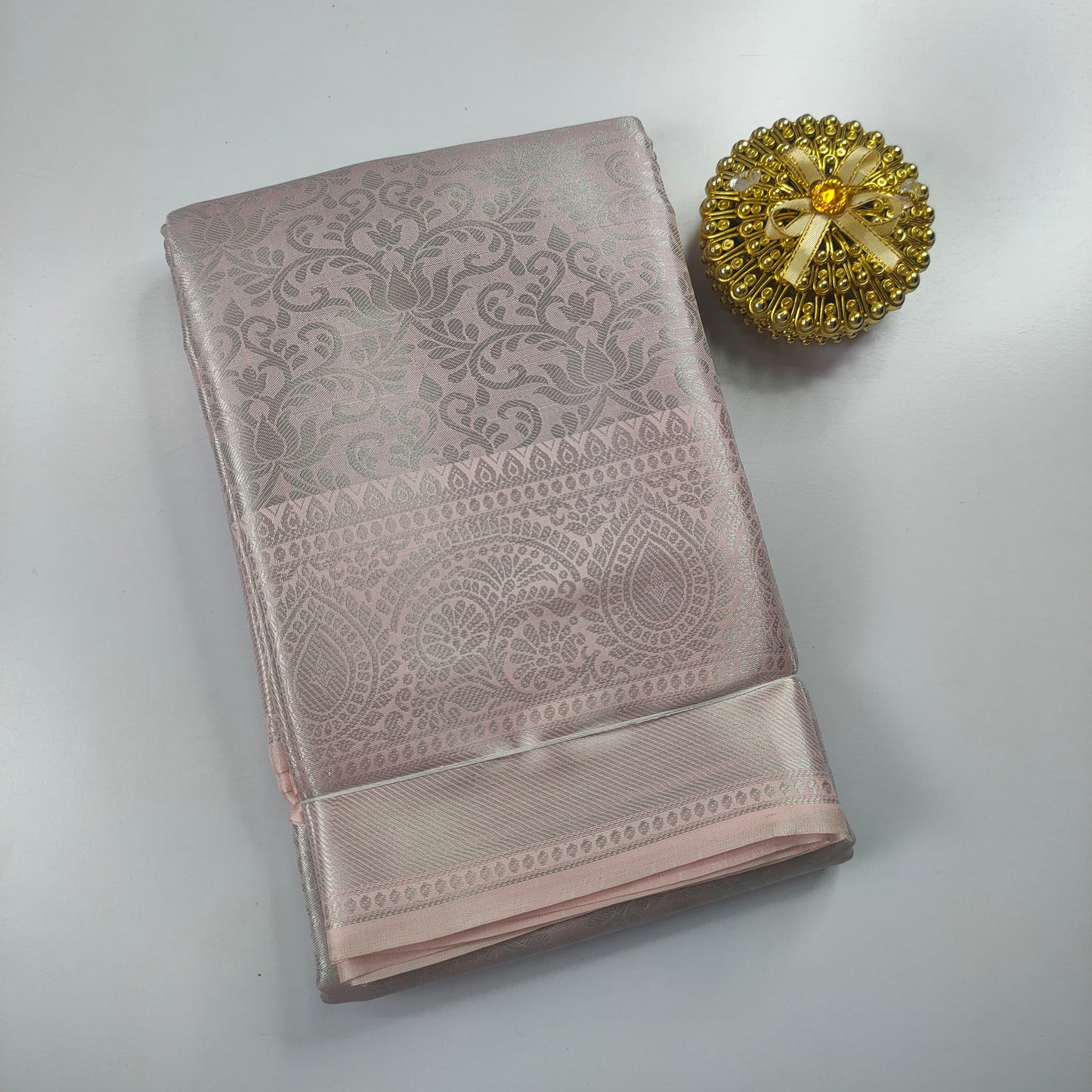 Cream Color Kanchipuram Soft Tissue Silk Saree