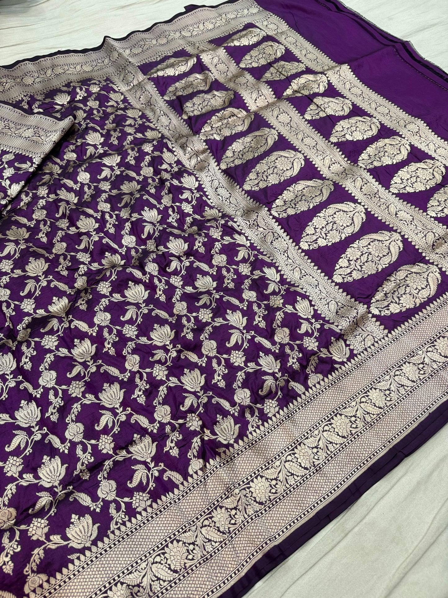 Purple Pure Banarasi Kathan Hand Loom Silk Saree Alna Apparels