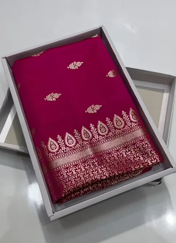 Pink Color Pure Banarasi Mysore Silk Saree Alna Apparels