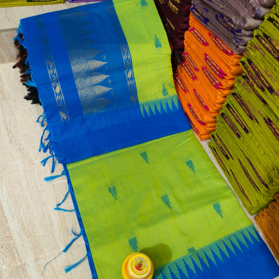 Green Color Soft Kalyani Cotton Saree