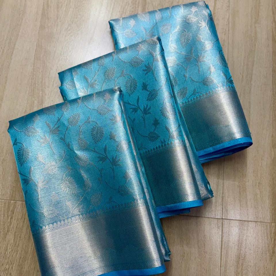 Blue Banarasi Tissue Silk Saree Alna Apparels