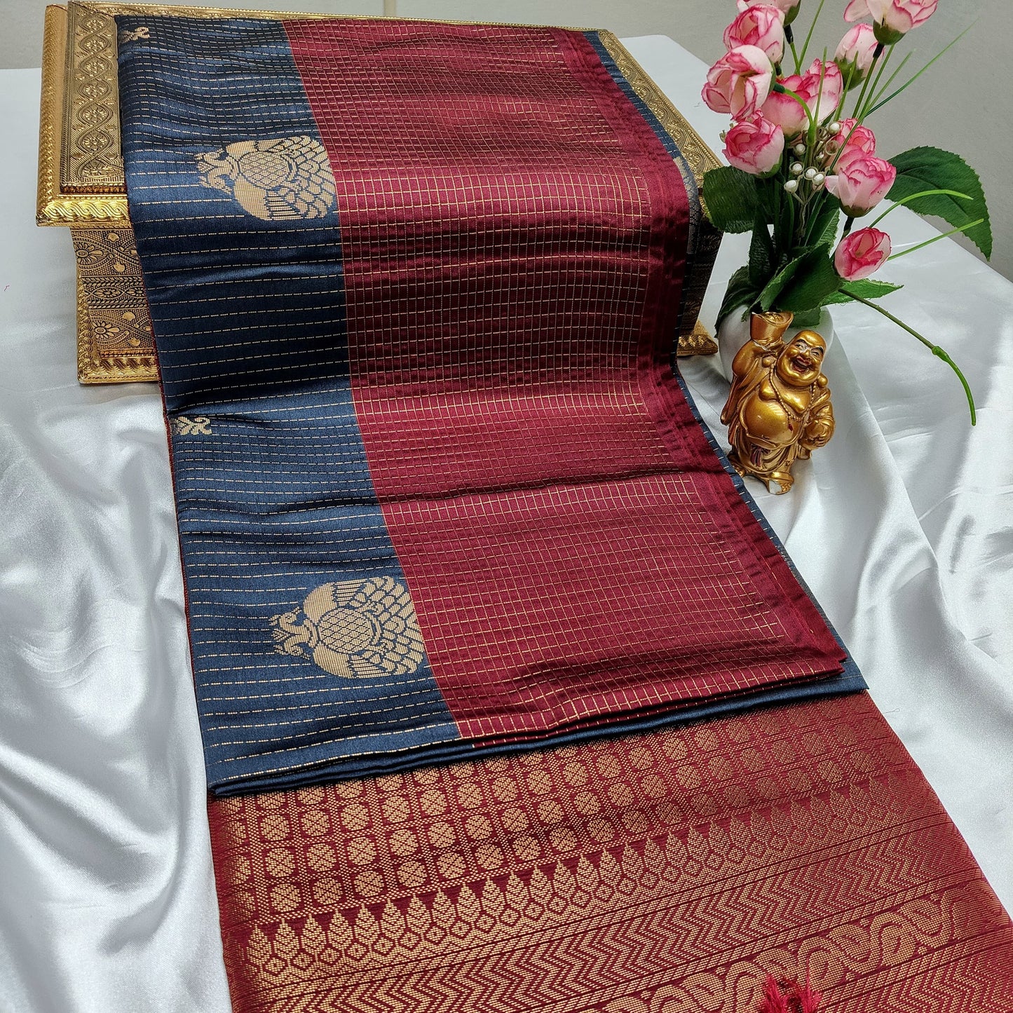 Blue Color Kanchivaram Silk Saree Alna Apparels