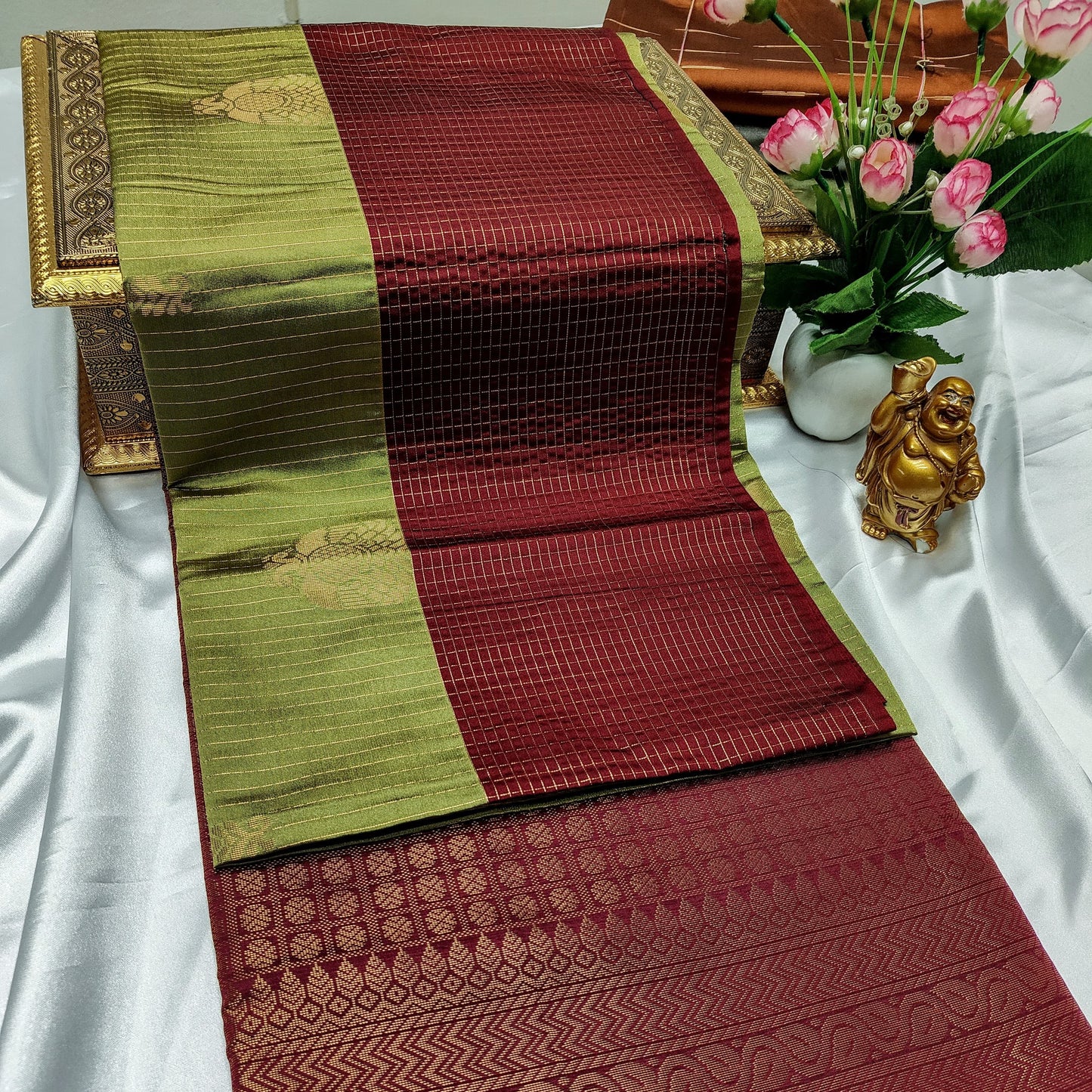 Light Green Color Kanchivaram Silk Saree Alna Apparels