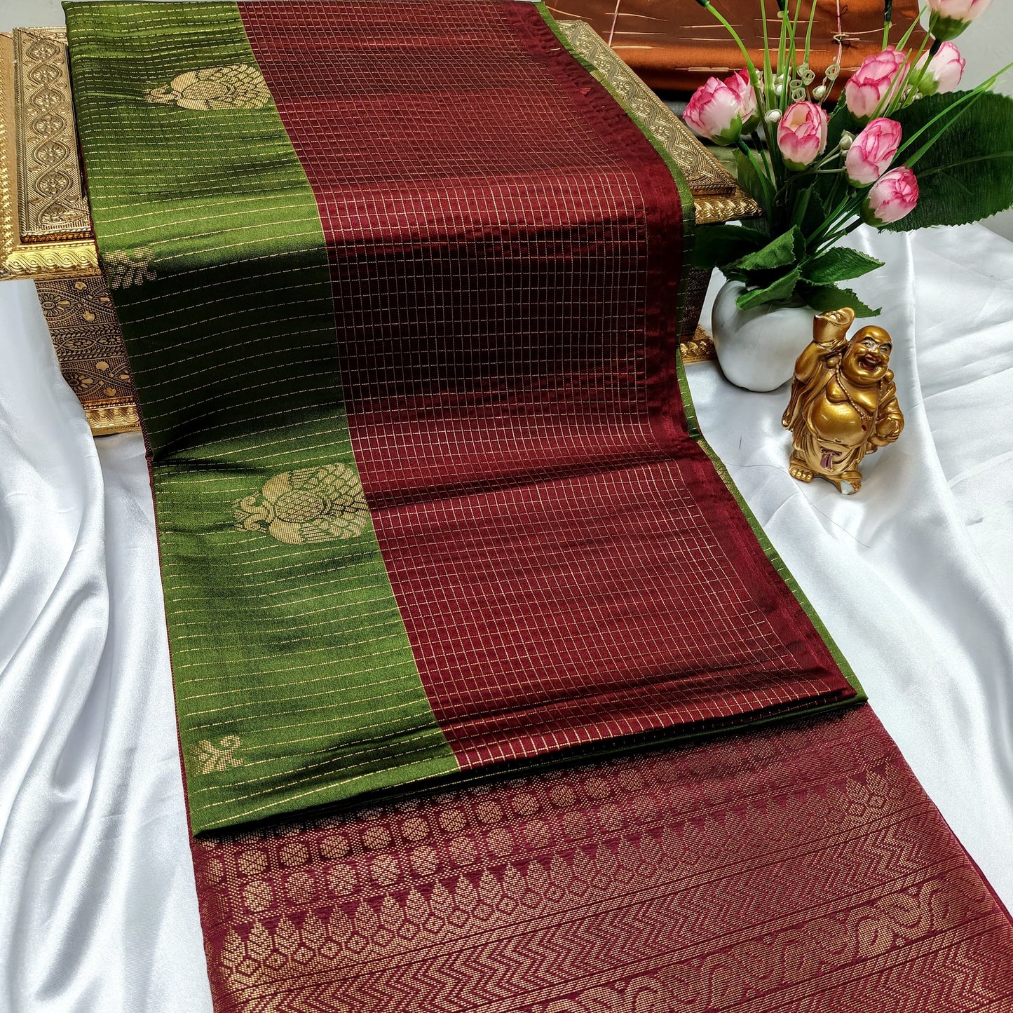 Green Color Kanchivaram Silk Saree Alna Apparels
