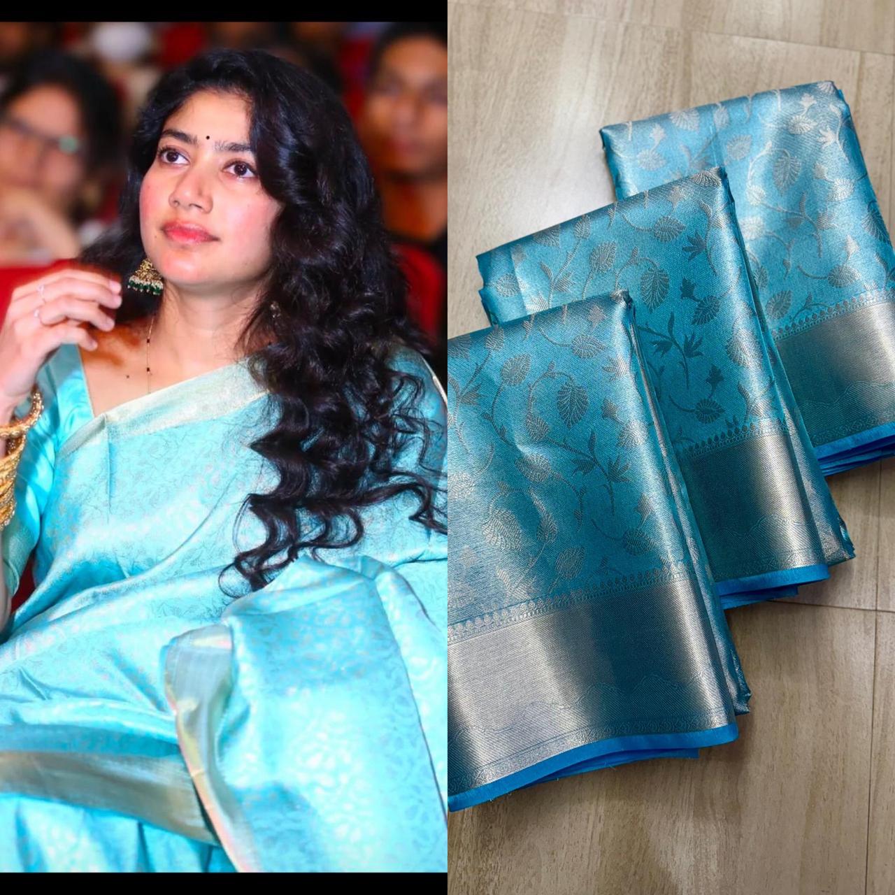 Blue Banarasi Tissue Silk Saree Alna Apparels