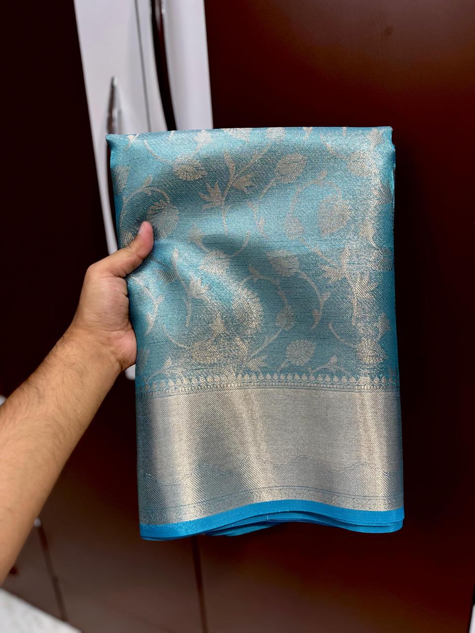 Blue Banarasi Tissue Silk Saree Alna Apparels