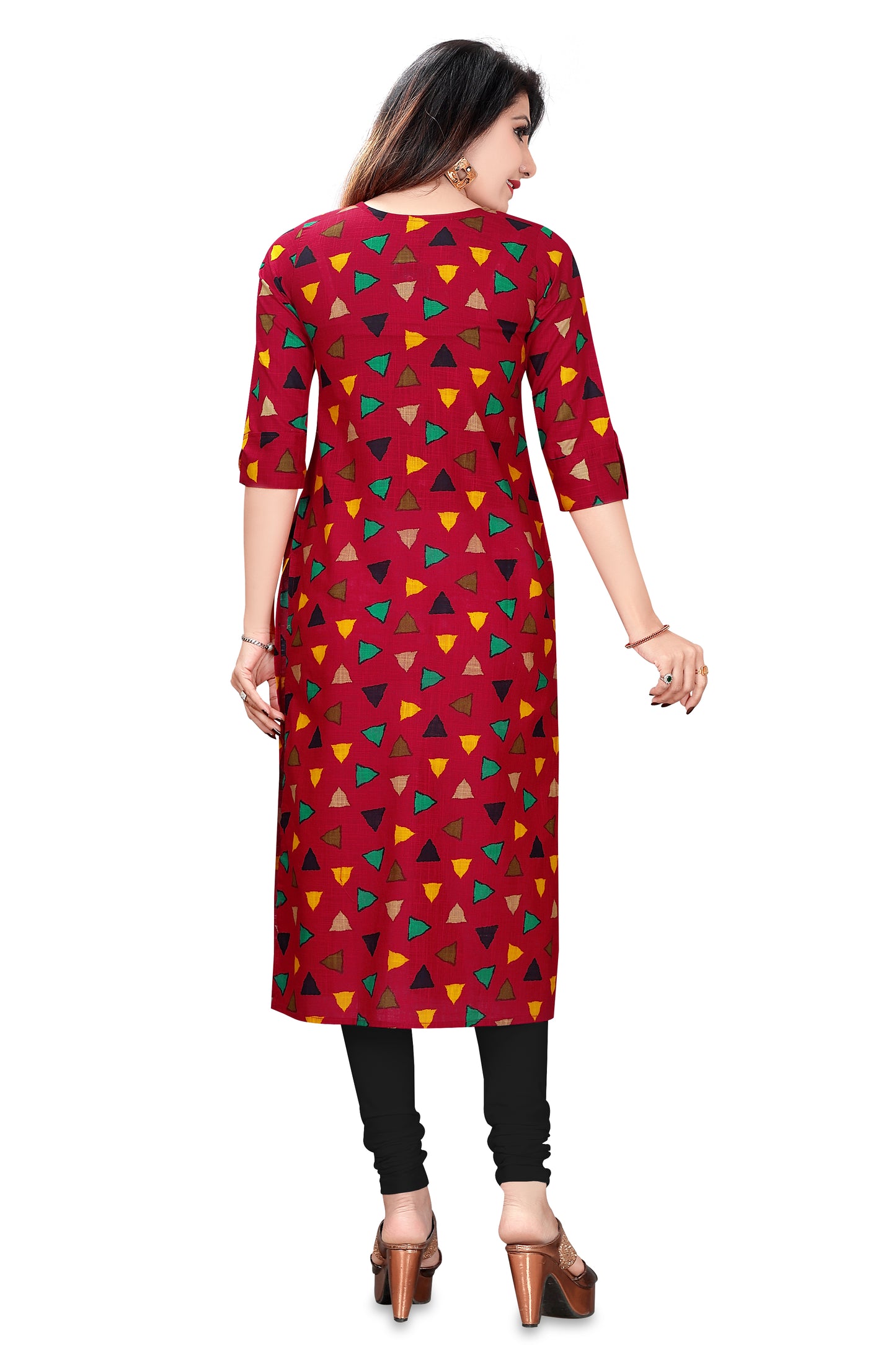 Maroon Color Front and Side Slits Cotton Kurta