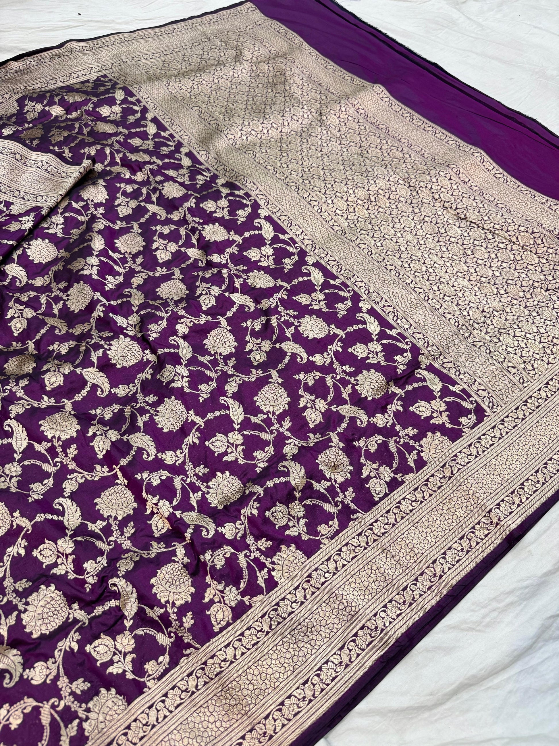 Magenta Pure Banarasi Kathan Silk Saree Alna Apparels