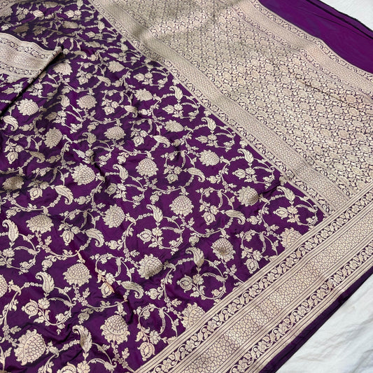 Magenta Pure Banarasi Kathan Silk Saree Alna Apparels
