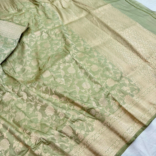 Green Pure Banarasi Kathan Silk Saree Alna Apparels