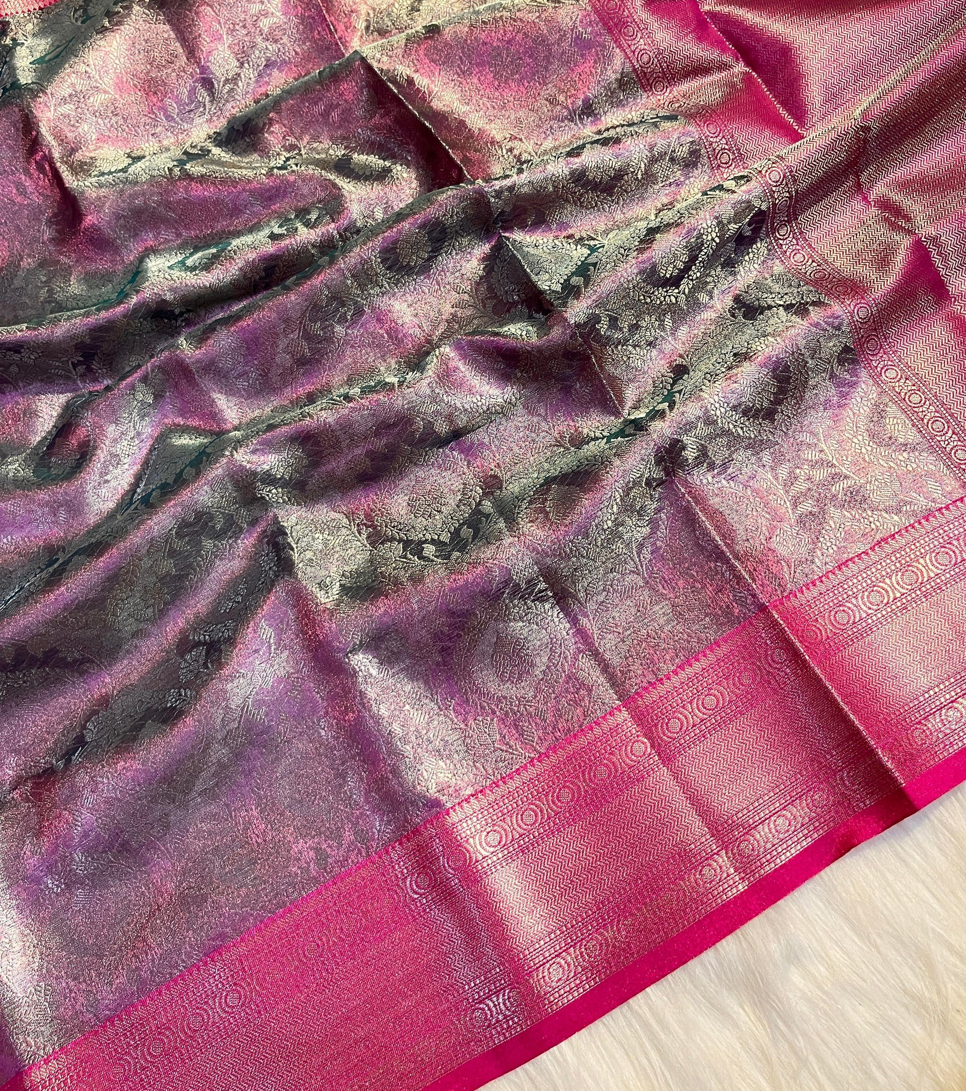 Pink Color Banarasi Tissue Silk Saree Alna Apparels