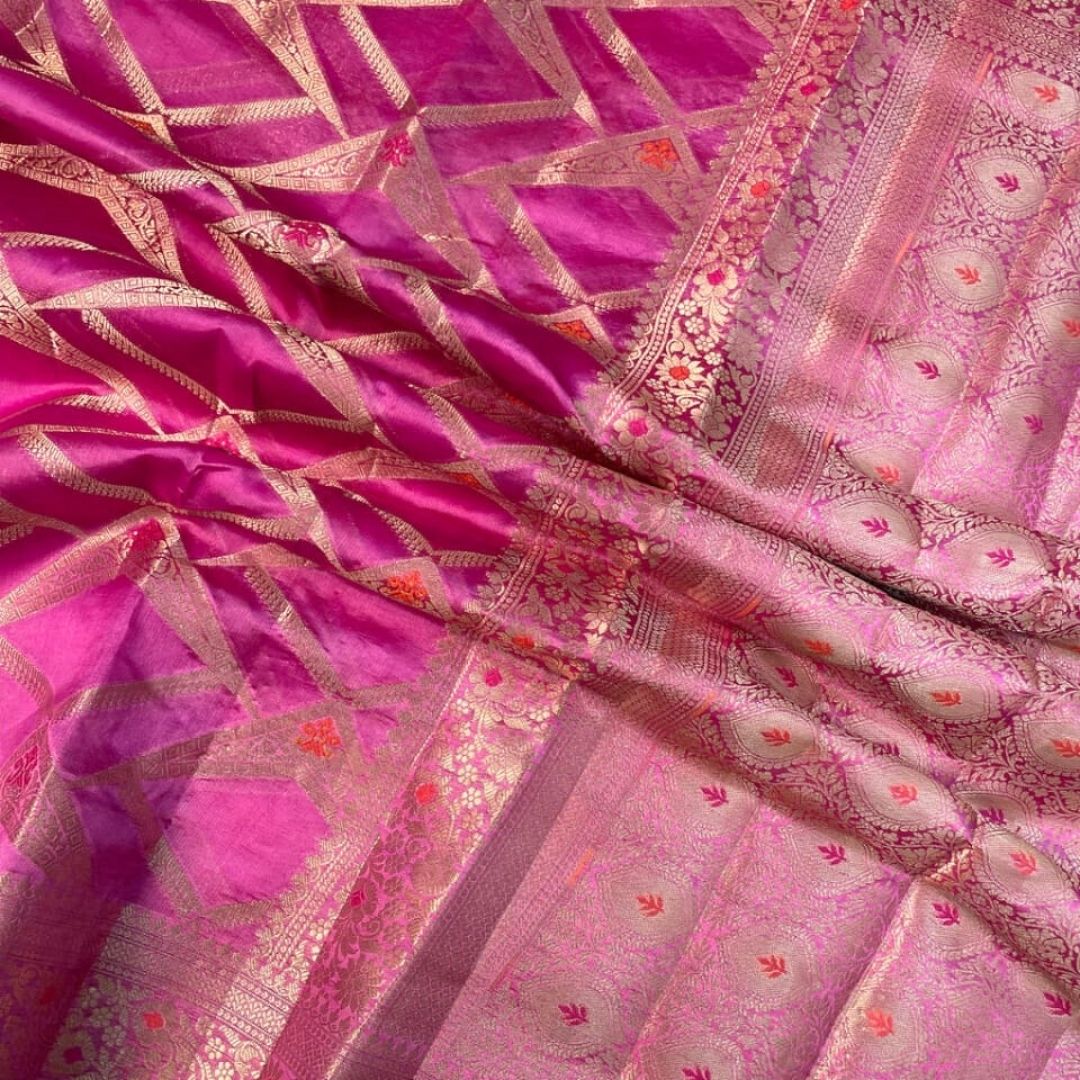 Pink Banarasi Mysore Silk Saree