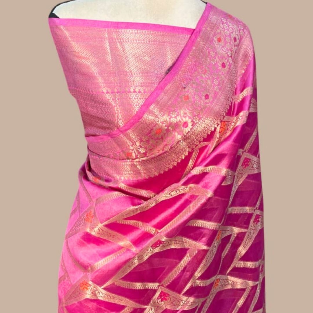 Pink Banarasi Mysore Silk Saree