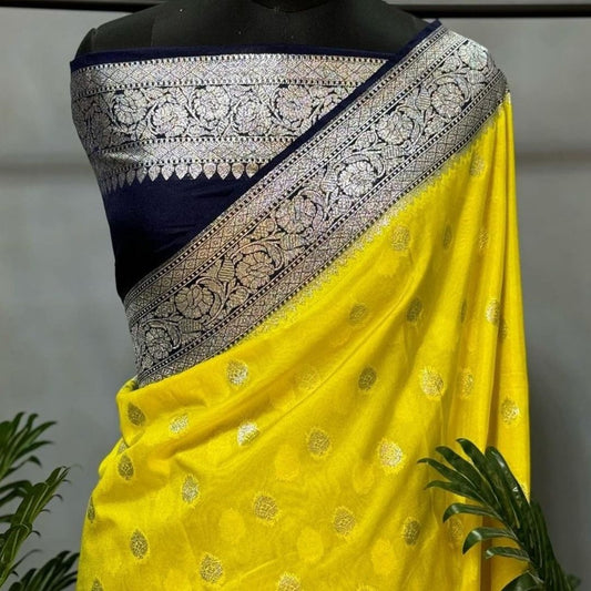 Yellow Banarasi Katan Georgette Saree