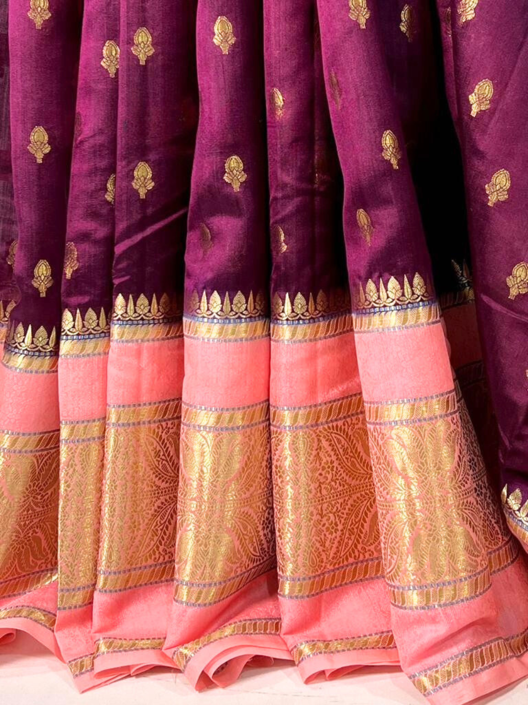 Wine Banarasi Kathan Dupion Silk Saree Alna Apparels