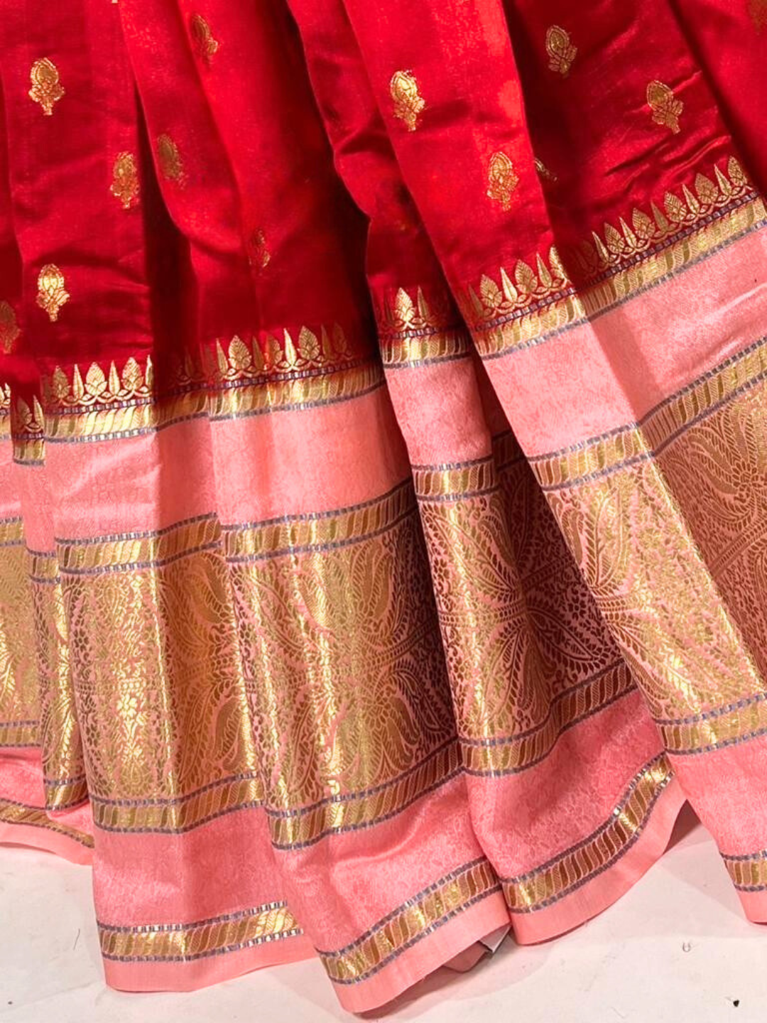 Red Banarasi Kathan Dupion Silk Saree Alna Apparels