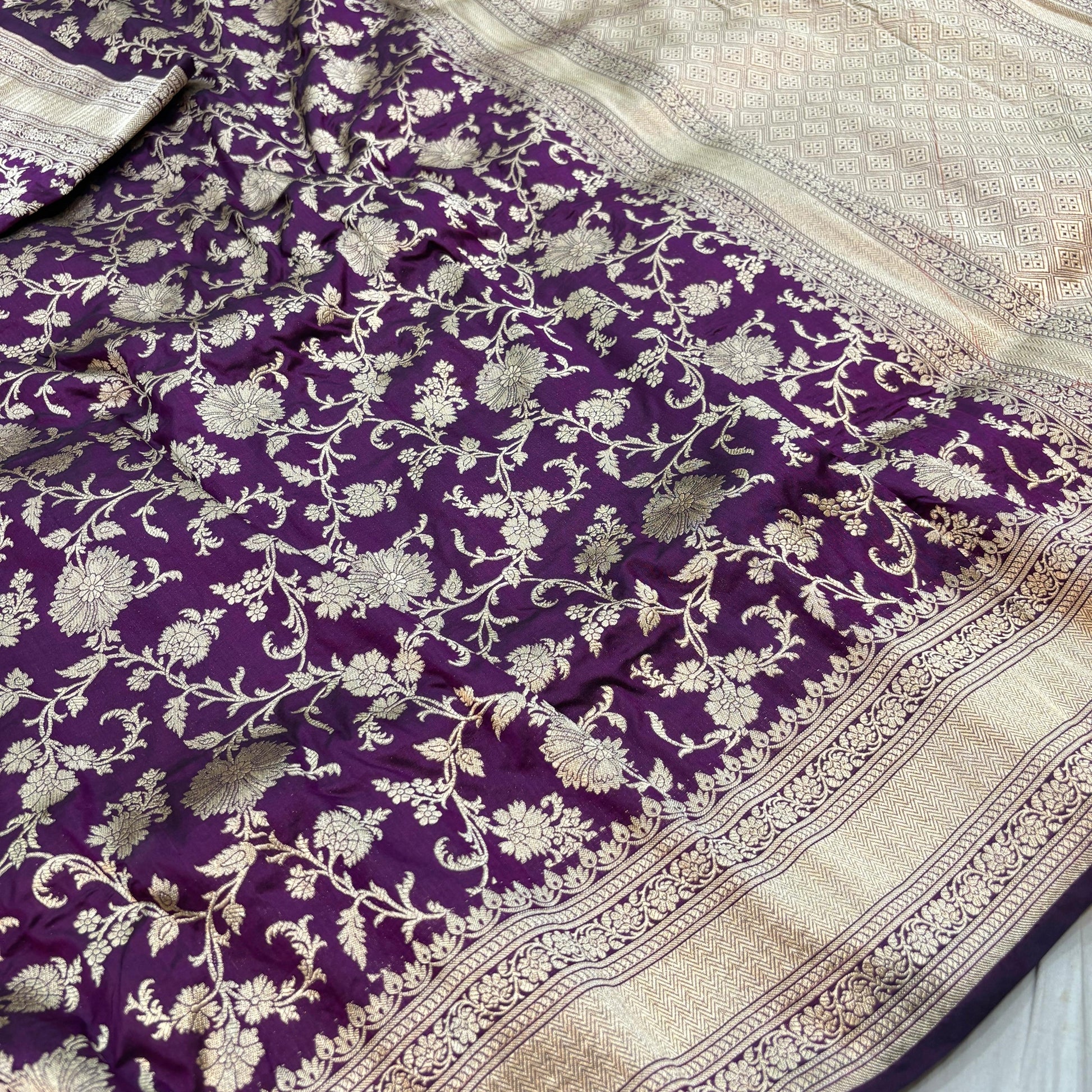 Purple Pure Banarasi Kathan Silk Saree Alna Apparels