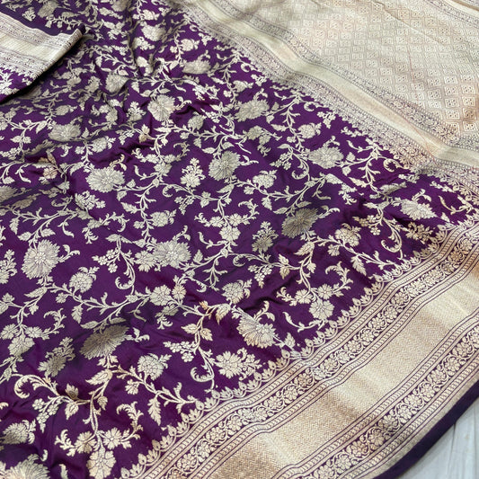 Purple Pure Banarasi Kathan Silk Saree Alna Apparels