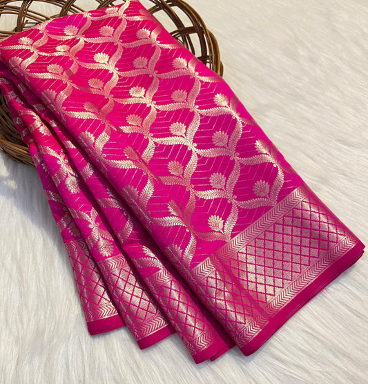 Samantha Inspired Banarasi Semi Kathan Silk Saree Alna Apparels