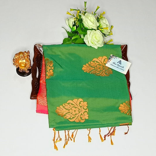 Green Color Kanchivaram Semi Soft Silk Saree