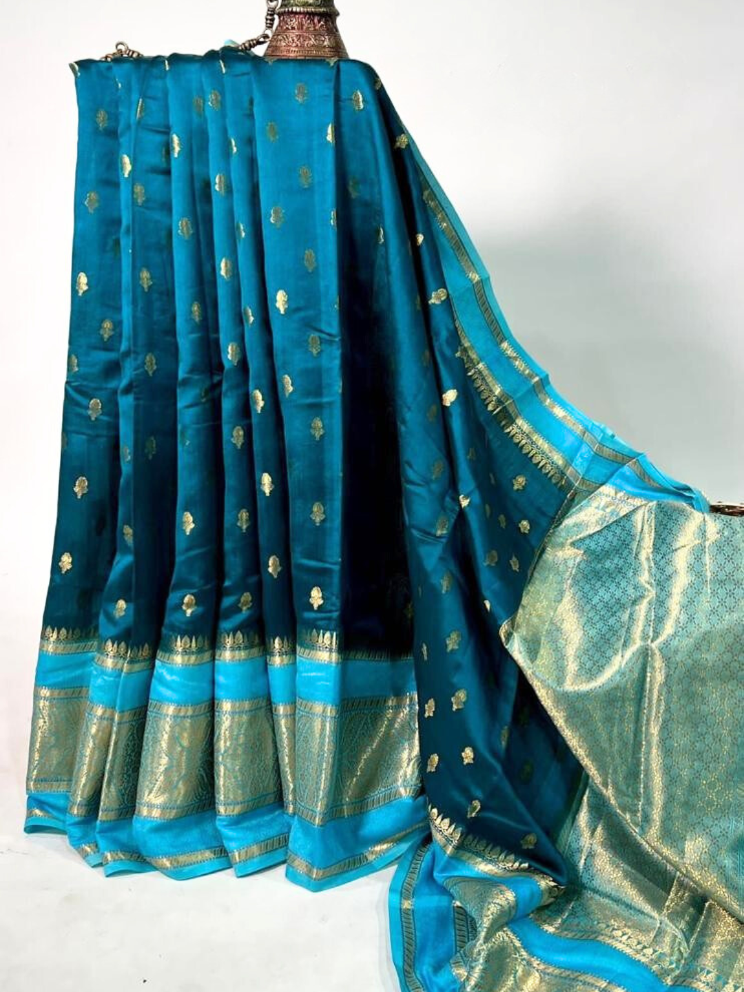 Blue Banarasi Kathan Dupion Silk Saree Alna Apparels