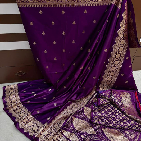 Purple Color Pure Banarasi Mysore Silk Saree Alna Apparels