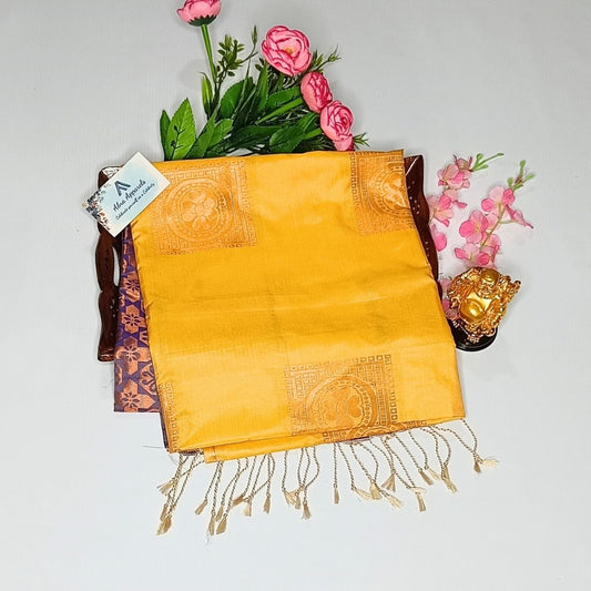 Light Yellow Color Kanchivaram Semi Soft Silk Saree