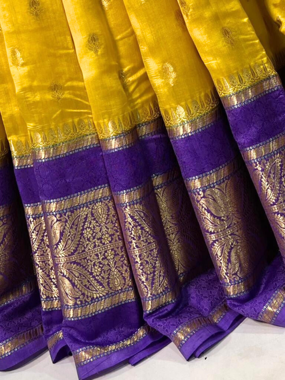 Yellow Banarasi Kathan Dupion Silk Saree Alna Apparels